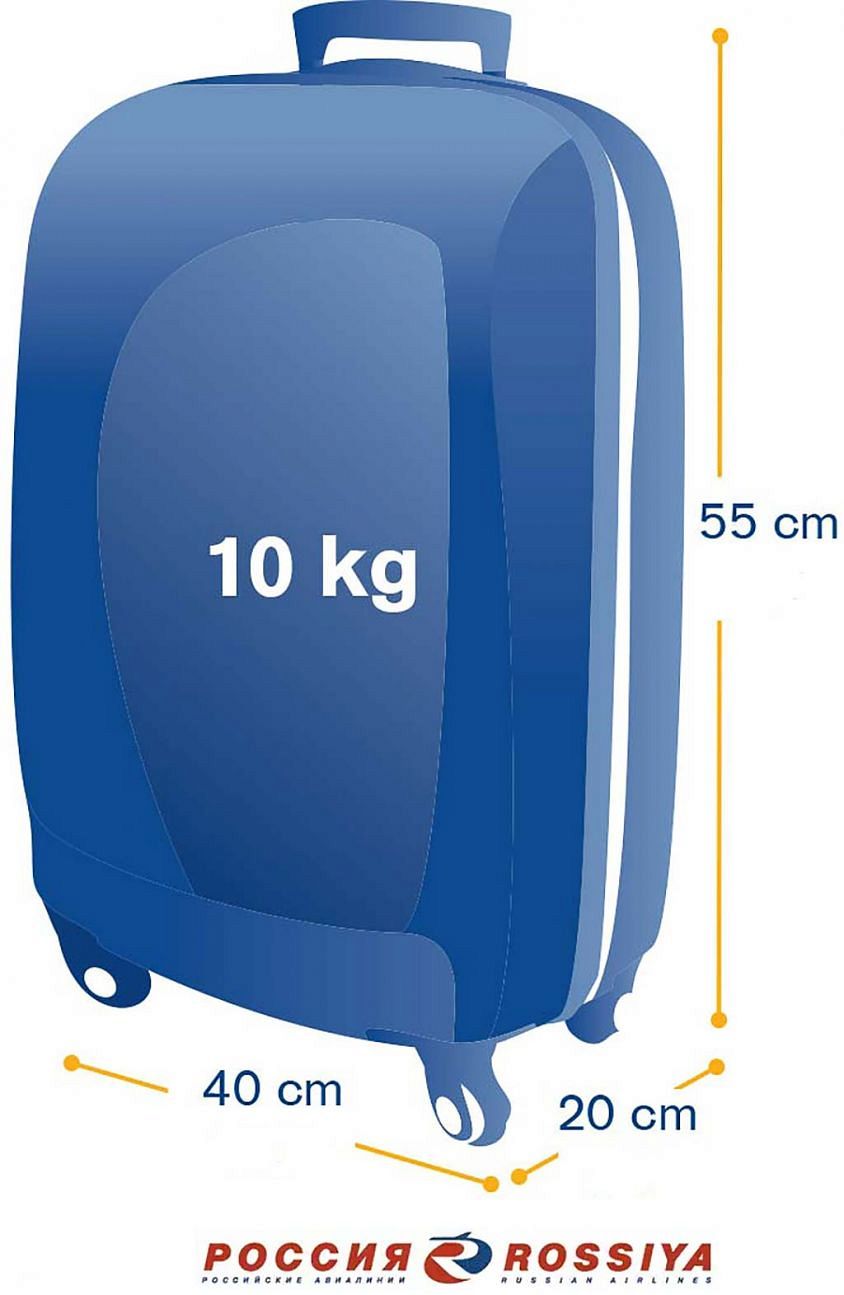 Вес и размер ручной клади в авиакомпании Россия